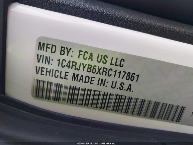 45183825 :رقم المزاد ، 1C4RJYB6XRC117861 vin ، 2024 Jeep Grand Cherokee 4xe مزاد بيع