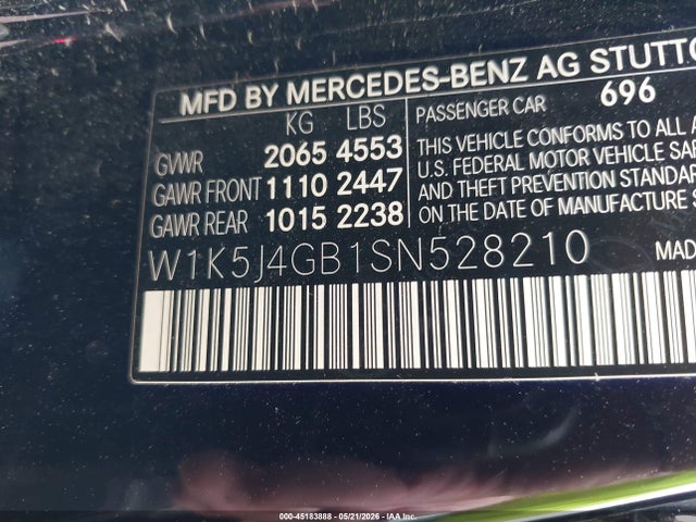 Aukcja sprzedaży 2025 Mercedes-benz Cla 250 Coupe, vin: W1K5J4GB1SN528210, numer aukcji: 45183888