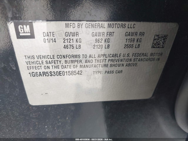 Aukcja sprzedaży 2014 Cadillac Cts Luxury, vin: 1G6AR5S30E0158542, numer aukcji: 45183936