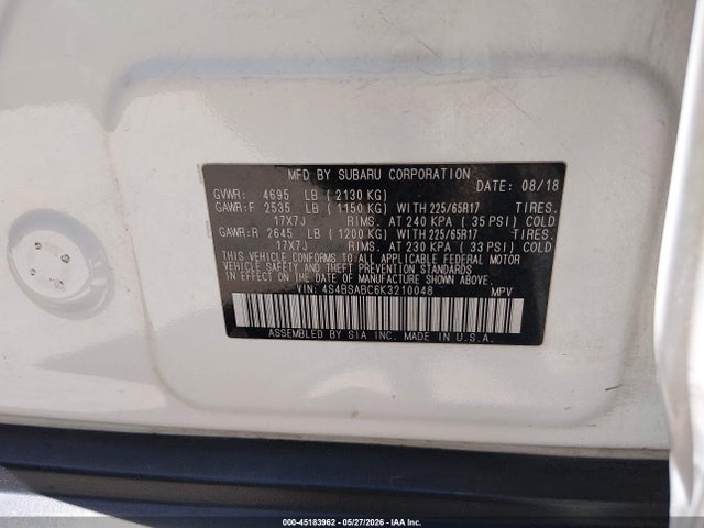Продаж на аукціоні авто 2019 Subaru Outback 2.5i, vin: 4S4BSABC6K3210048, номер лоту: 45183962
