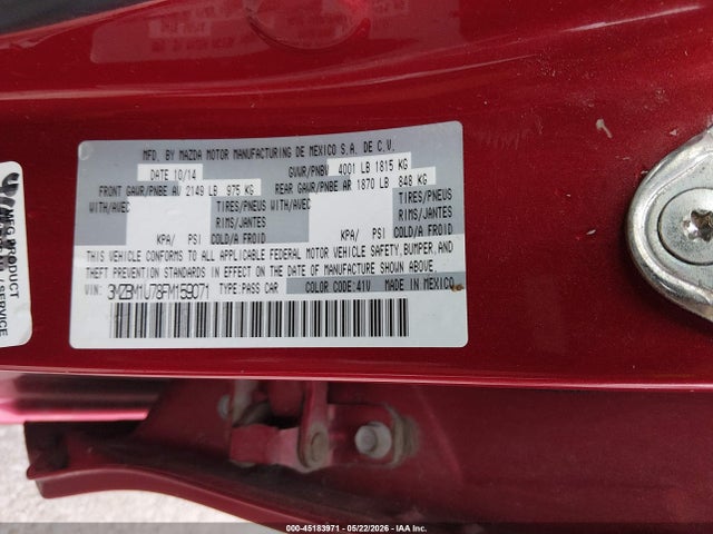 Продажа на аукционе авто 2015 Mazda Mazda3 I Sport, vin: 3MZBM1U78FM159071, номер лота: 45183971
