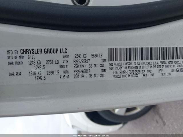 Aukcja sprzedaży 2011 Dodge Journey Mainstreet, vin: 3D4PH1FG7BT568112, numer aukcji: 45183992