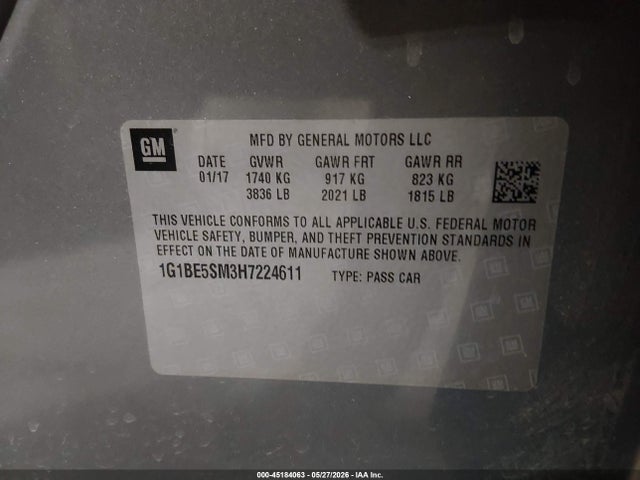 1G1BE5SM3H7224611 Chevrolet Cruze Lt Auto