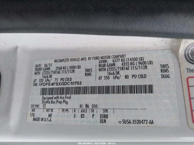 Aukcja sprzedaży 2016 Ford E-450 Cutaway, vin: 1FDFE4FSXGDC10762, numer aukcji: 45184073