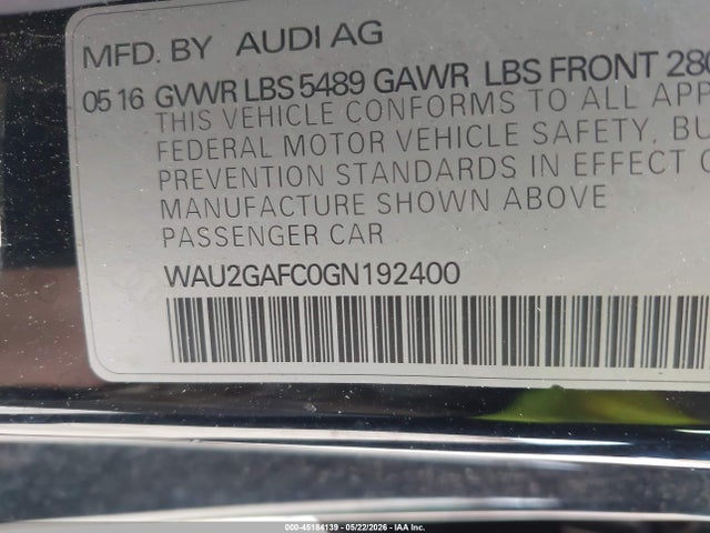 45184139 :رقم المزاد ، WAU2GAFC0GN192400 vin ، 2016 Audi A7 3.0t Premium Plus مزاد بيع