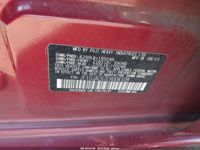 Продаж на аукціоні авто 2014 Subaru Impreza 2.0i Premium, vin: JF1GJAC67EH004109, номер лоту: 45184159