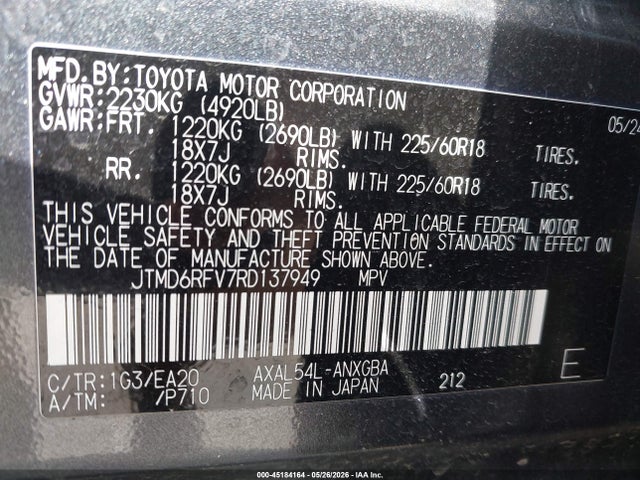 JTMD6RFV7RD137949 Toyota Rav4 Hybrid Limited