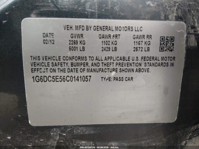 Aukcja sprzedaży 2012 Cadillac Cts Standard, vin: 1G6DC5E56C0141057, numer aukcji: 45184174