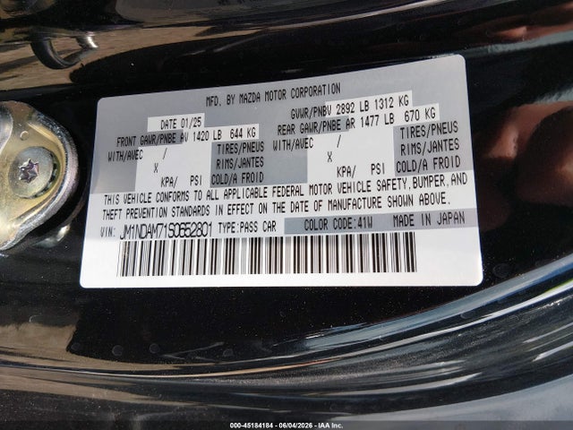 Продажа на аукционе авто 2025 Mazda Mx-5 Miata Rf Grand Touring, vin: JM1NDAM71S0652801, номер лота: 45184184