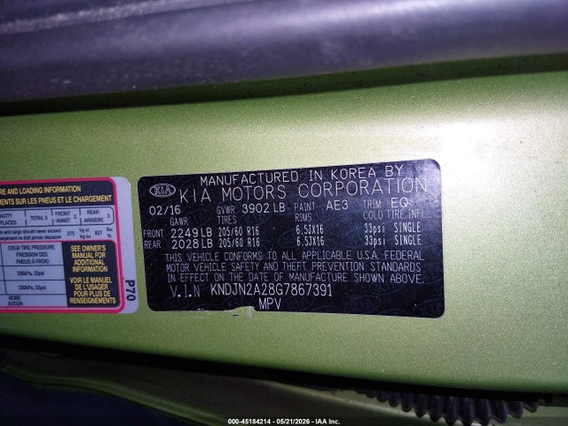 KIA Soul 2016 KNDJN2A28G7867391 Image 9
