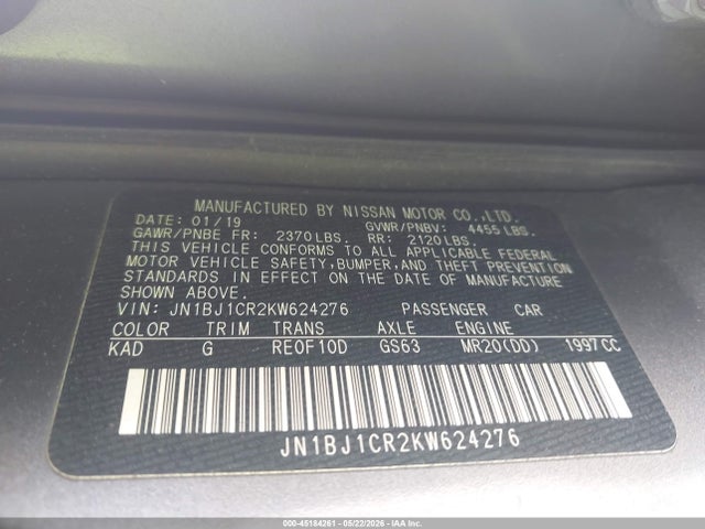 JN1BJ1CR2KW624276 Nissan Rogue Sport Sv