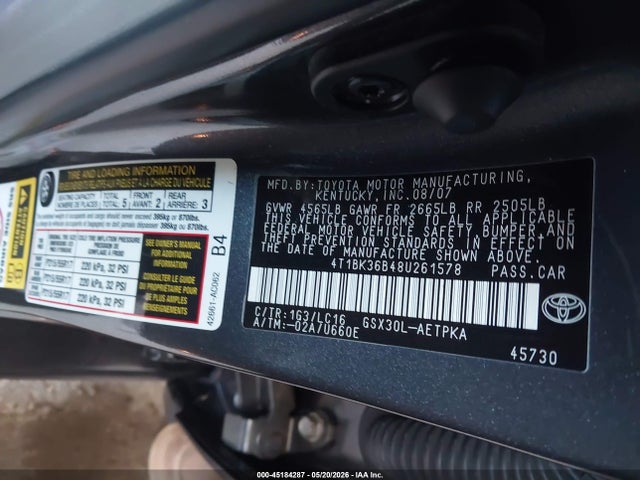 2008 Toyota Avalon Limited მანქანა იყიდება აუქციონზე, vin: 4T1BK36B48U261578, აუქციონის ნომერი: 45184287
