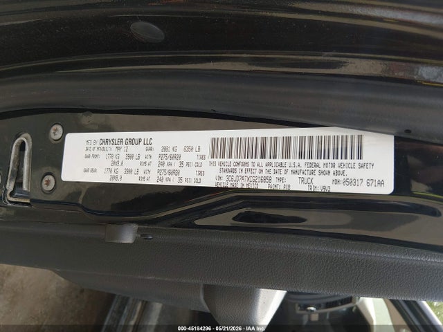 Продаж на аукціоні авто 2012 Ram 1500 St, vin: 3C6JD7ATXCG216858, номер лоту: 45184296