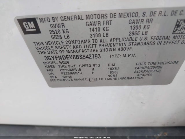 Продажа на аукционе авто 2011 Cadillac Srx Luxury Collection, vin: 3GYFNDEY8BS542793, номер лота: 45184302