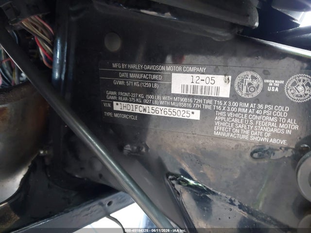 45184325 :رقم المزاد ، 1HD1FCW156Y655025 vin ، 2006 Harley-davidson Flhtcui مزاد بيع