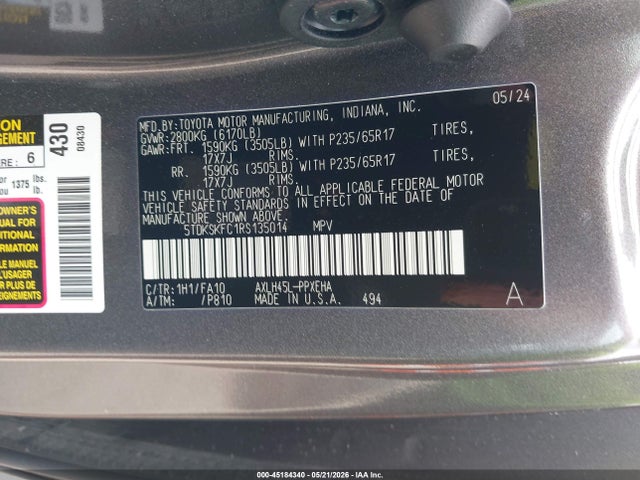Toyota SIENNA LE 2024 5TDKSKFC1RS135014 Image 9