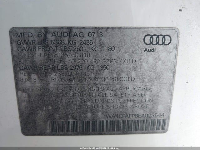 WA1CFAFP8EA023544 Audi Q5 2.0t Premium