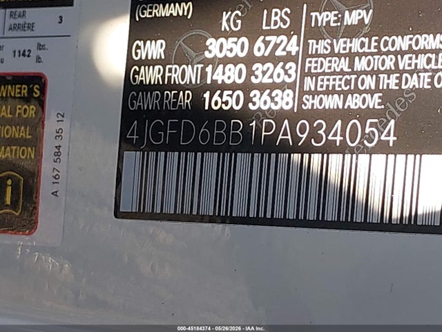 45184374 :رقم المزاد ، 4JGFD6BB1PA934054 vin ، 2023 Mercedes-benz Amg Gle 53 Coupe 4matic مزاد بيع