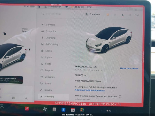 Tesla Model 3 Standard Range Plus Rear-wheel Drive 2021 5YJ3E1EA5MF977440 Image 7
