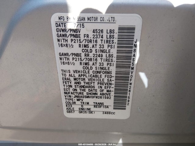 Nissan Rogue Select S 2015 JN8AS5MV0FW261592 Image 9