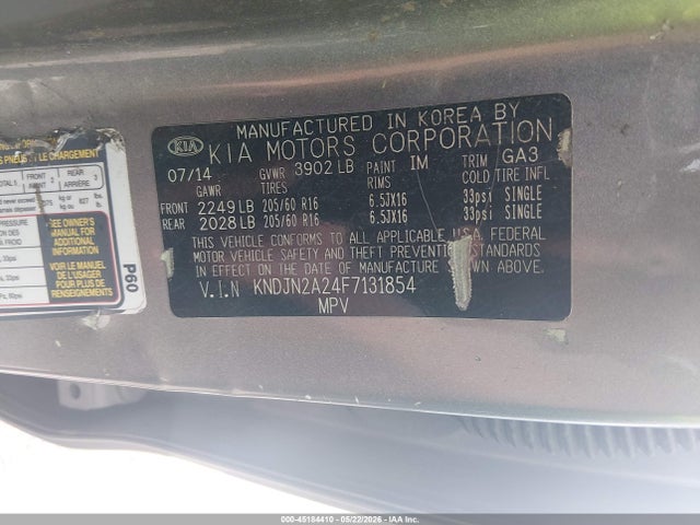 Продажа на аукционе авто 2015 Kia Soul, vin: KNDJN2A24F7131854, номер лота: 45184410