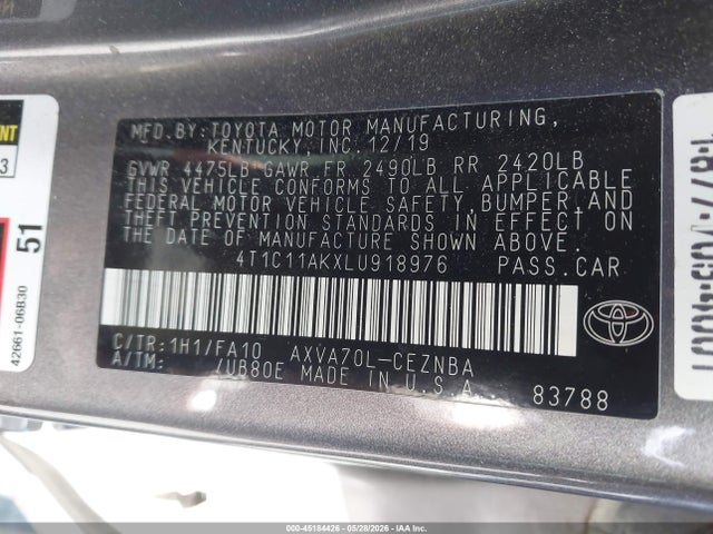 4T1C11AKXLU918976 Toyota CAMRY LE