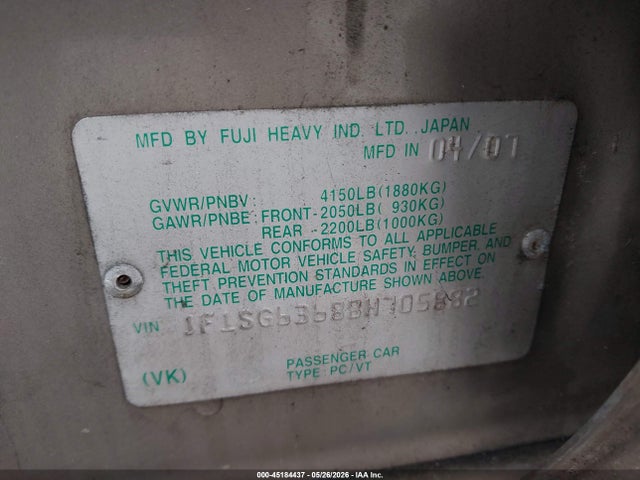 2008 Subaru Forester 2.5x მანქანა იყიდება აუქციონზე, vin: JF1SG63688H705882, აუქციონის ნომერი: 45184437