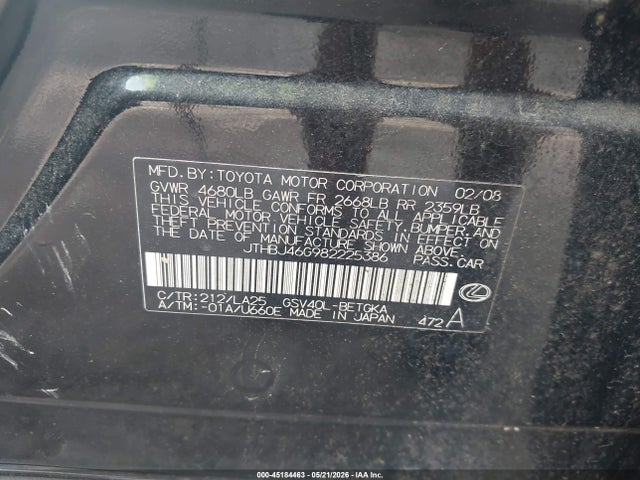 Aukcja sprzedaży 2008 Lexus Es 350, vin: JTHBJ46G982225386, numer aukcji: 45184463