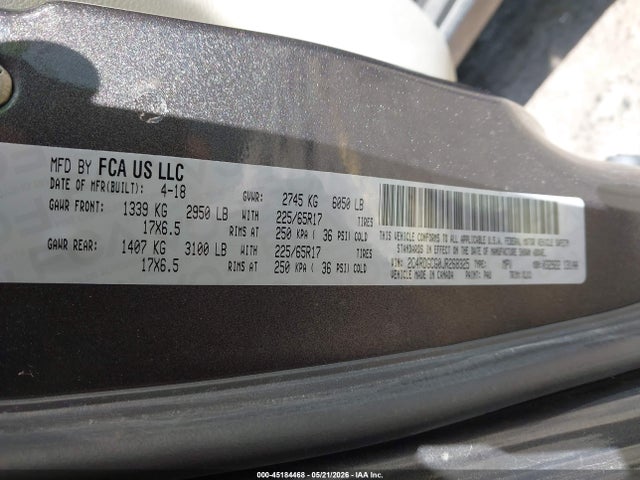 Продаж на аукціоні авто 2018 Dodge Grand Caravan Sxt, vin: 2C4RDGCG0JR268325, номер лоту: 45184468