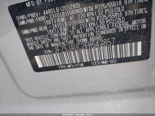 Aukcja sprzedaży 2015 Subaru Forester, vin: JF2SJAUC2FH542857, numer aukcji: 45184570