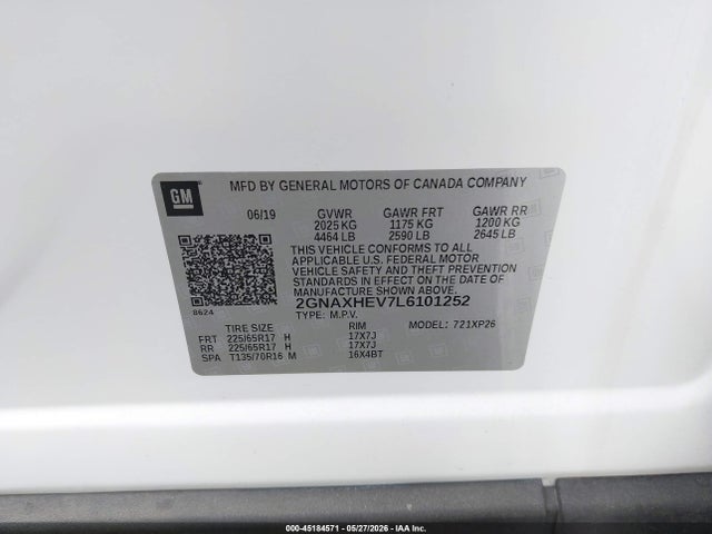 2GNAXHEV7L6101252 Chevrolet Equinox Fwd Ls