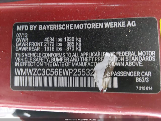45184575 :رقم المزاد ، WMWZC3C56EWP25532 vin ، 2014 Mini Countryman Cooper S مزاد بيع