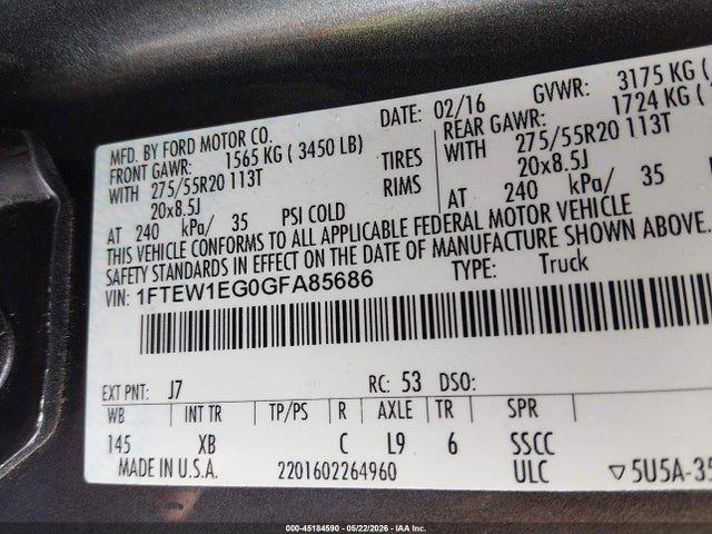 Ford F-150 Xlt 2016 1FTEW1EG0GFA85686 Image 9