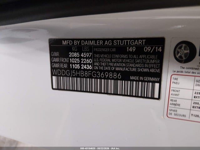 Aukcja sprzedaży 2015 Mercedes-benz C 350 Sport, vin: WDDGJ5HB8FG369886, numer aukcji: 45184620