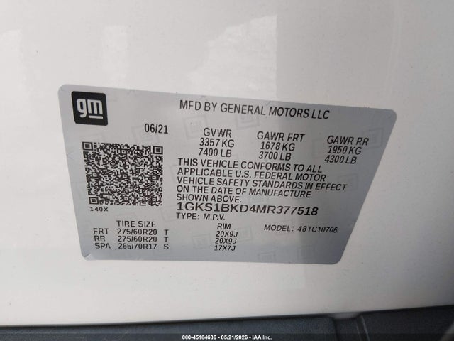 GMC Yukon 2wd Slt 2021 1GKS1BKD4MR377518 Image 9