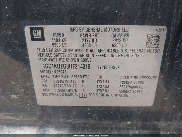 Chevrolet Silverado 2500hd Wt 2017 1GC1KUEG8HF214318 Image 9