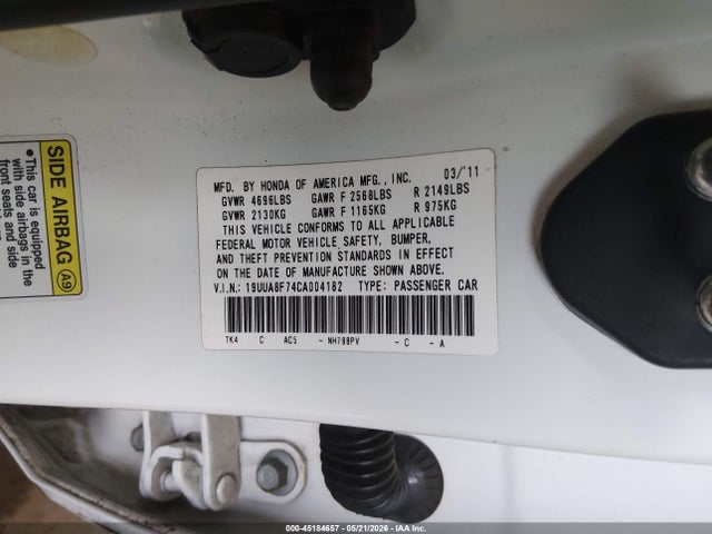 Auction sale of the 2012 Acura Tl 3.5, vin: 19UUA8F74CA004182, lot number: 45184657