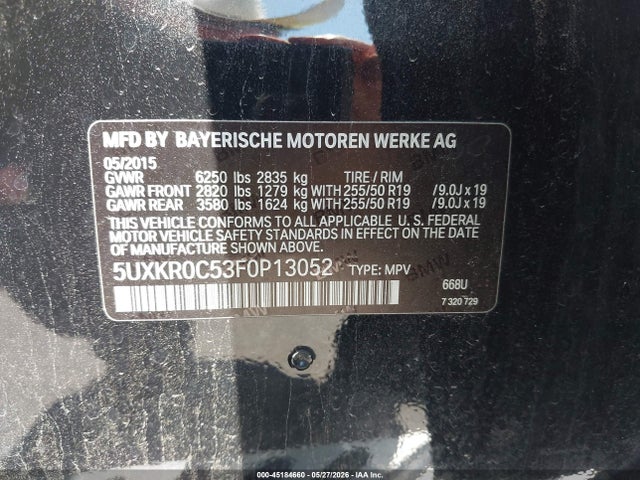 BMW X5 Xdrive35i 2015 5UXKR0C53F0P13052 Image 9