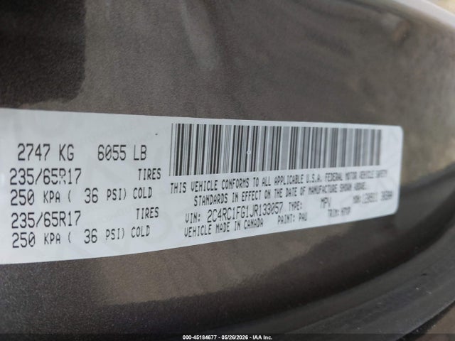 Продаж на аукціоні авто 2018 Chrysler Pacifica Touring Plus, vin: 2C4RC1FG1JR133057, номер лоту: 45184677