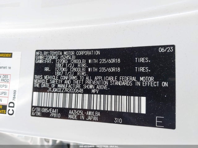 45184689 :رقم المزاد ، JTJGKCEZ7R2020648 vin ، 2024 Lexus Nx 350h Premium مزاد بيع