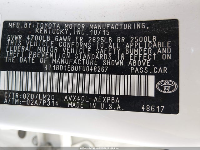 4T1BD1EB0FU048267 Toyota Avalon Hybrid Limited