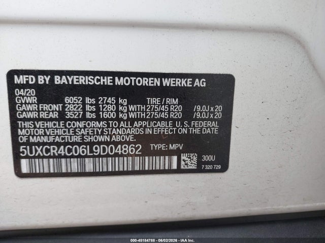Aukcja sprzedaży 2020 Bmw X5 Sdrive40i, vin: 5UXCR4C06L9D04862, numer aukcji: 45184788