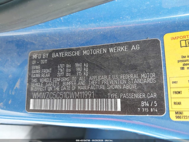 Продаж на аукціоні авто 2012 Mini Cooper S Countryman, vin: WMWZC5C51CWM11991, номер лоту: 45184799