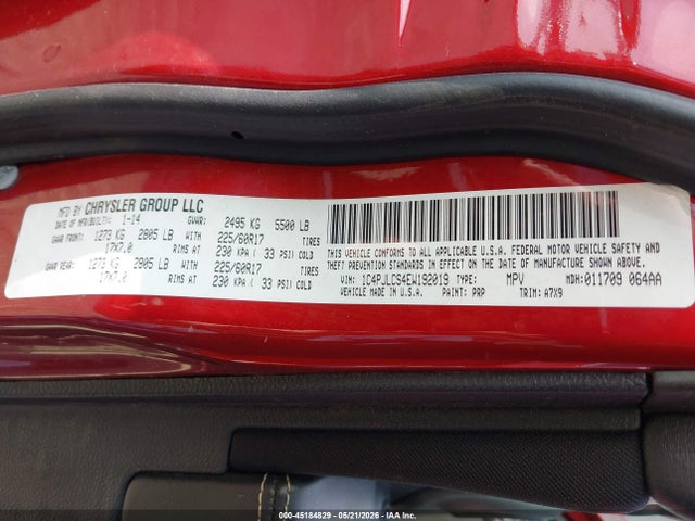 45184829 :رقم المزاد ، 1C4PJLCS4EW192019 vin ، 2014 Jeep Cherokee Latitude مزاد بيع