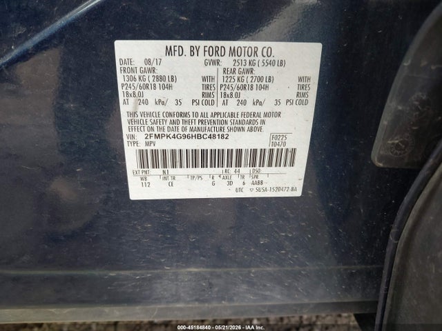 Продаж на аукціоні авто 2017 Ford Edge Se, vin: 2FMPK4G96HBC48182, номер лоту: 45184840