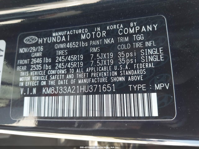 KM8J33A21HU371651 Hyundai Tucson Sport