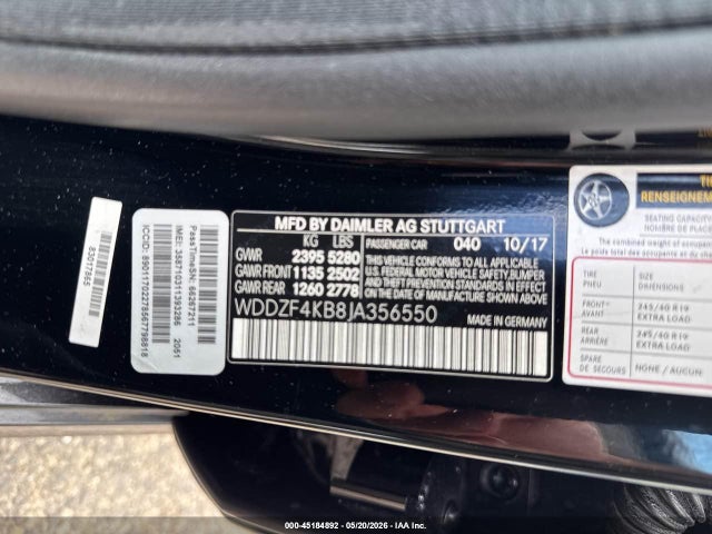 Продажа на аукционе авто 2018 Mercedes-benz E 300 4matic, vin: WDDZF4KB8JA356550, номер лота: 45184892