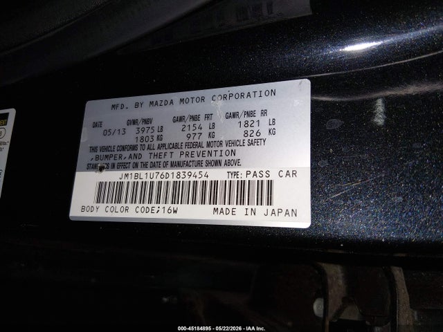 Продажа на аукционе авто 2013 Mazda Mazda3 I Sport, vin: JM1BL1U76D1839454, номер лота: 45184895
