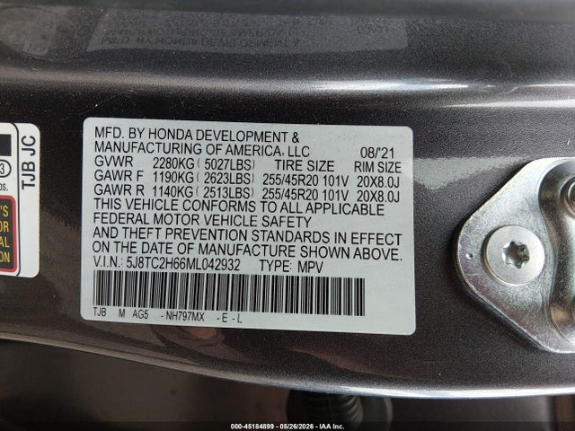 Aukcja sprzedaży 2021 Acura Rdx A-spec Package, vin: 5J8TC2H66ML042932, numer aukcji: 45184899