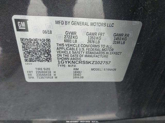 Продажа на аукционе авто 2019 Cadillac Xt5 Luxury, vin: 1GYKNCRS5KZ102757, номер лота: 45184957